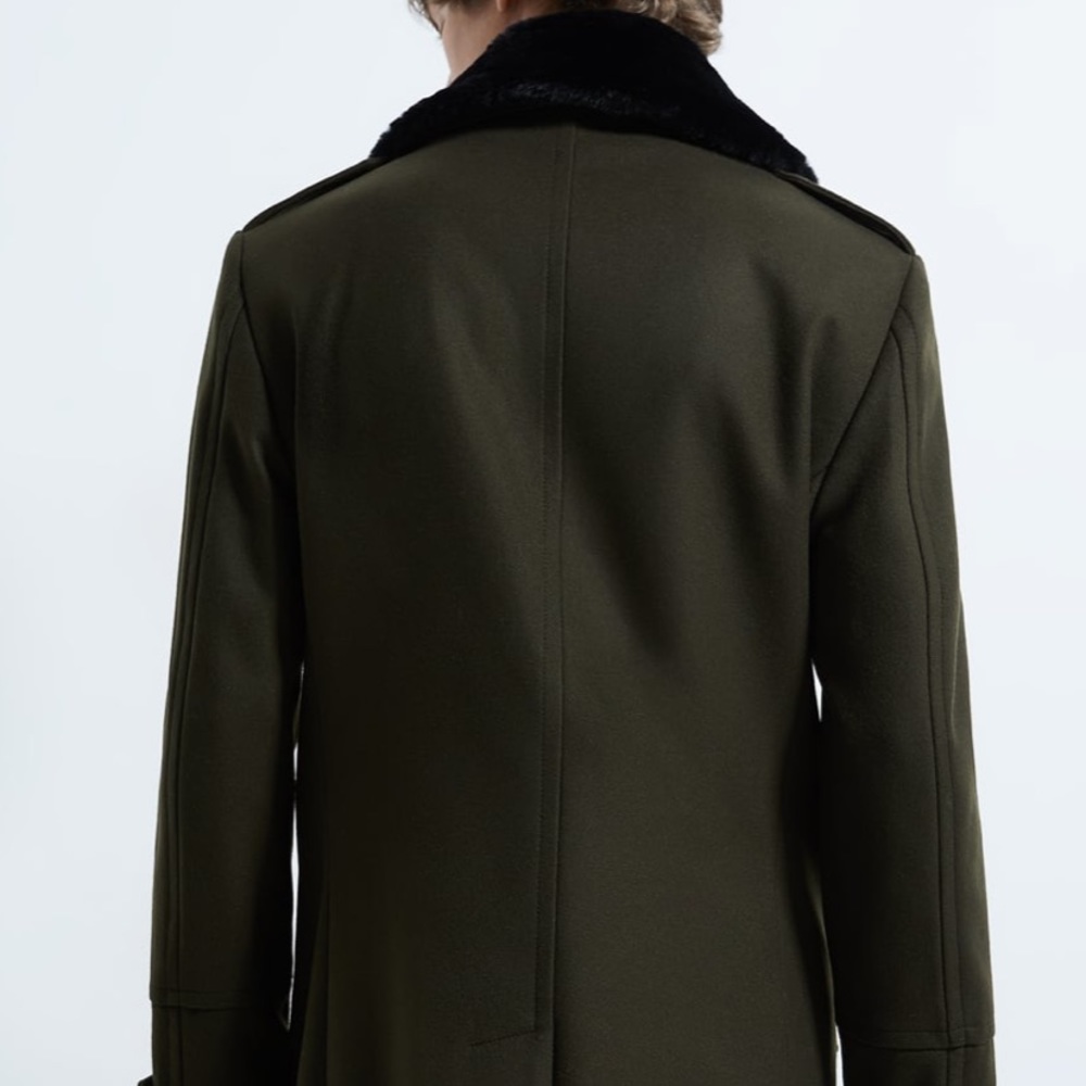 ZARA COAT WITH CONTRAST COLLAR - Picture 5 of 10